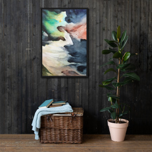 Beach Side, Stormy Skies, Fourth of July - Framed Canvas